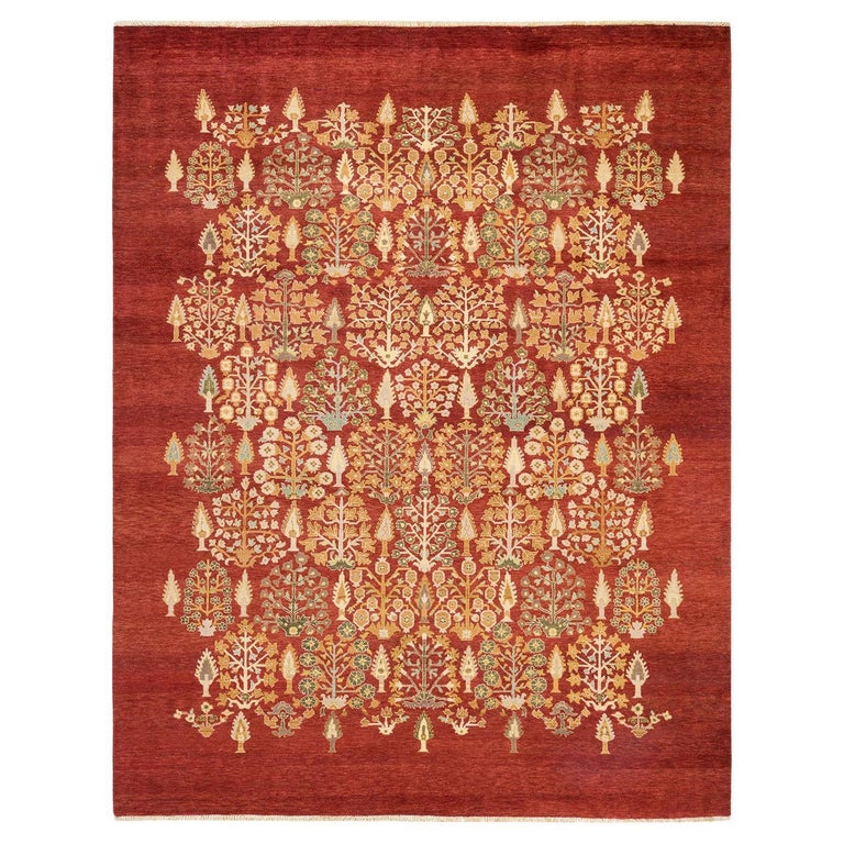 Eclectic Rug Red One-of-a-Kind Hand Made Contemporary Eclectic Red Area Rug For Sale at ...