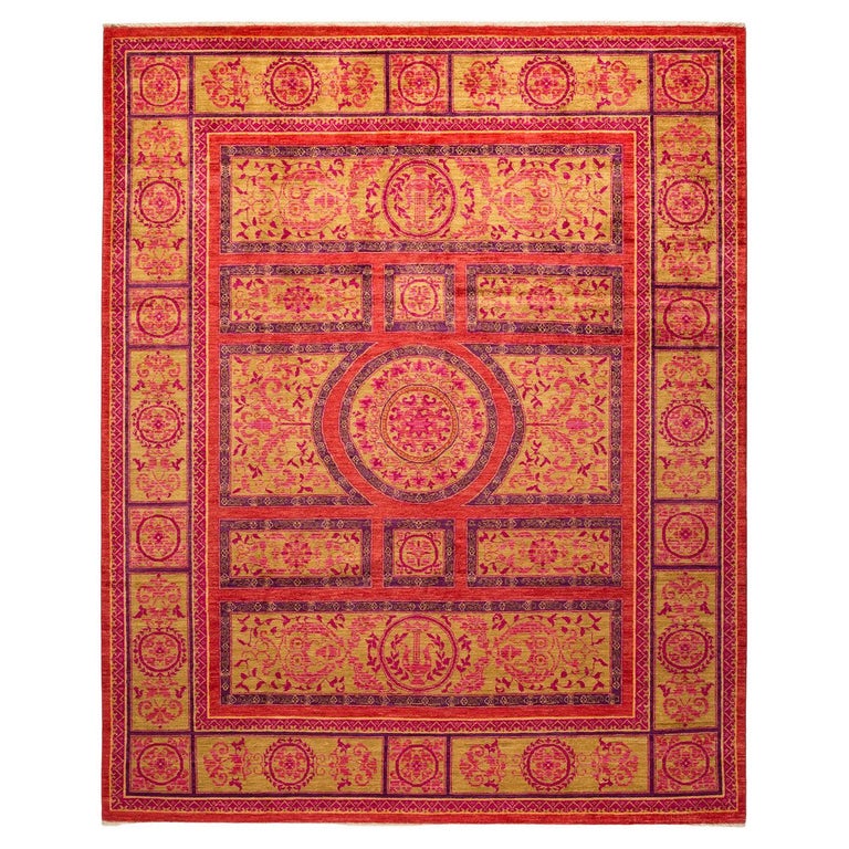 Eclectic Rug Red One-of-a-Kind Hand Made Contemporary Eclectic Red Area Rug For Sale at ...