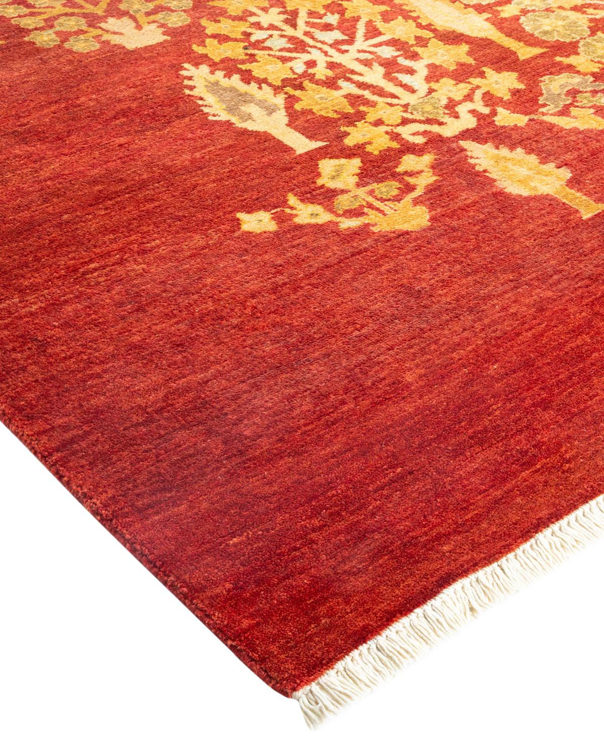 One-of-a-Kind Hand Made Contemporary Eclectic Red Area Rug For Sale 1