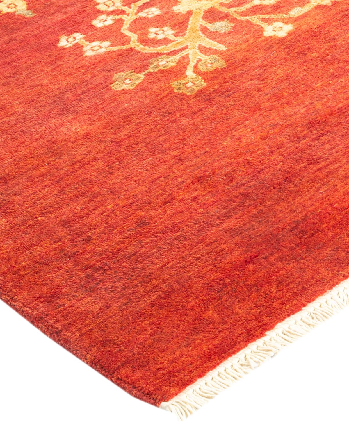One-of-a-Kind Hand Made Contemporary Eclectic Red Area Rug For Sale 1