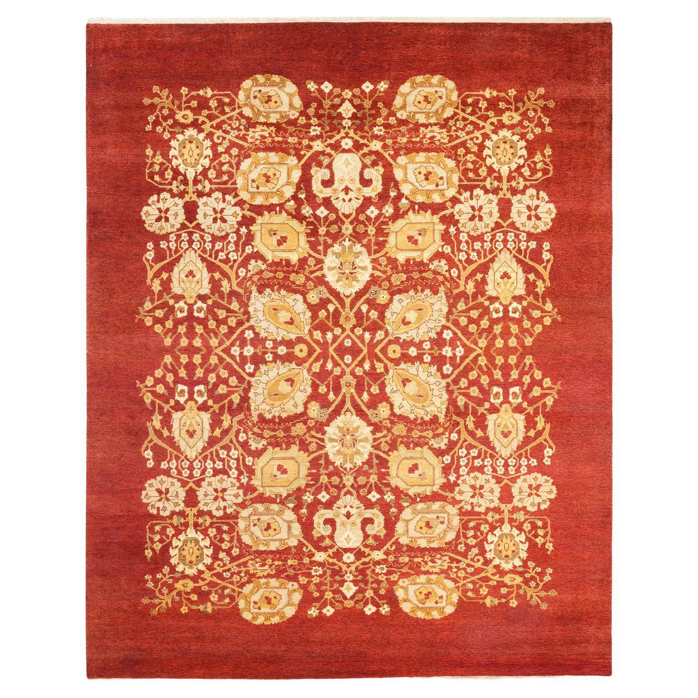 One-of-a-Kind Hand Made Contemporary Eclectic Red Area Rug For Sale