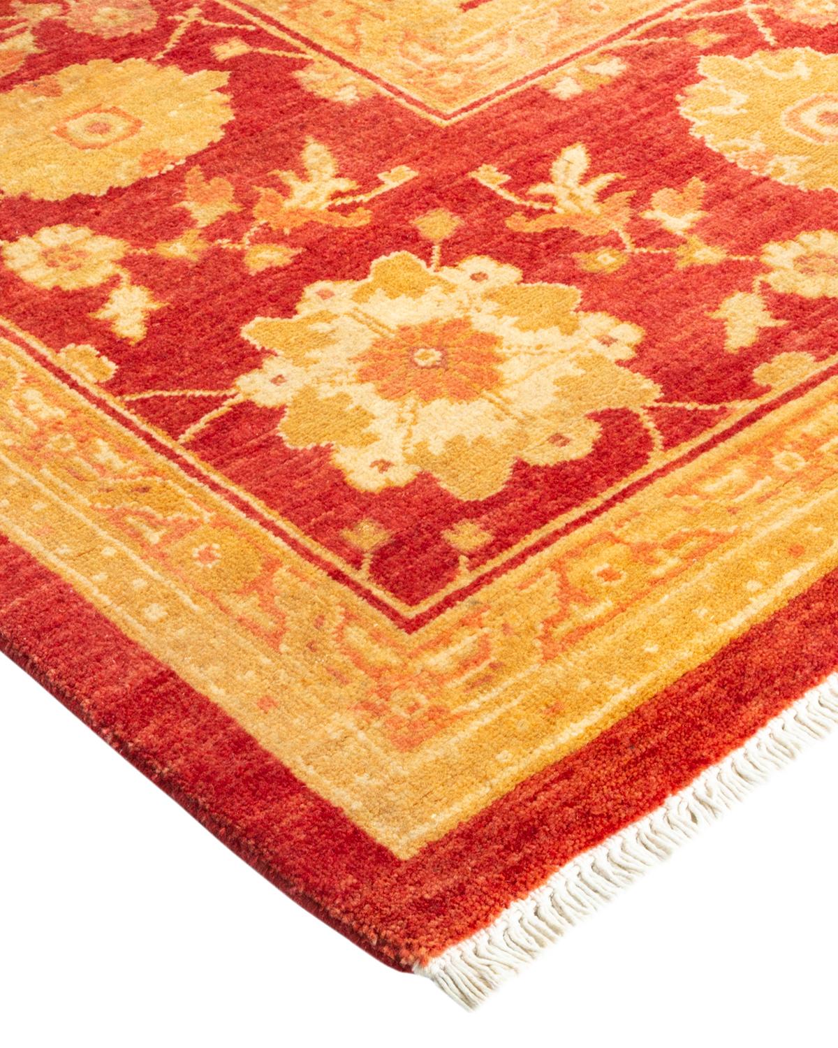 One-Of-A-Kind Hand Made Contemporary Eclectic Red Area Rug For Sale 1