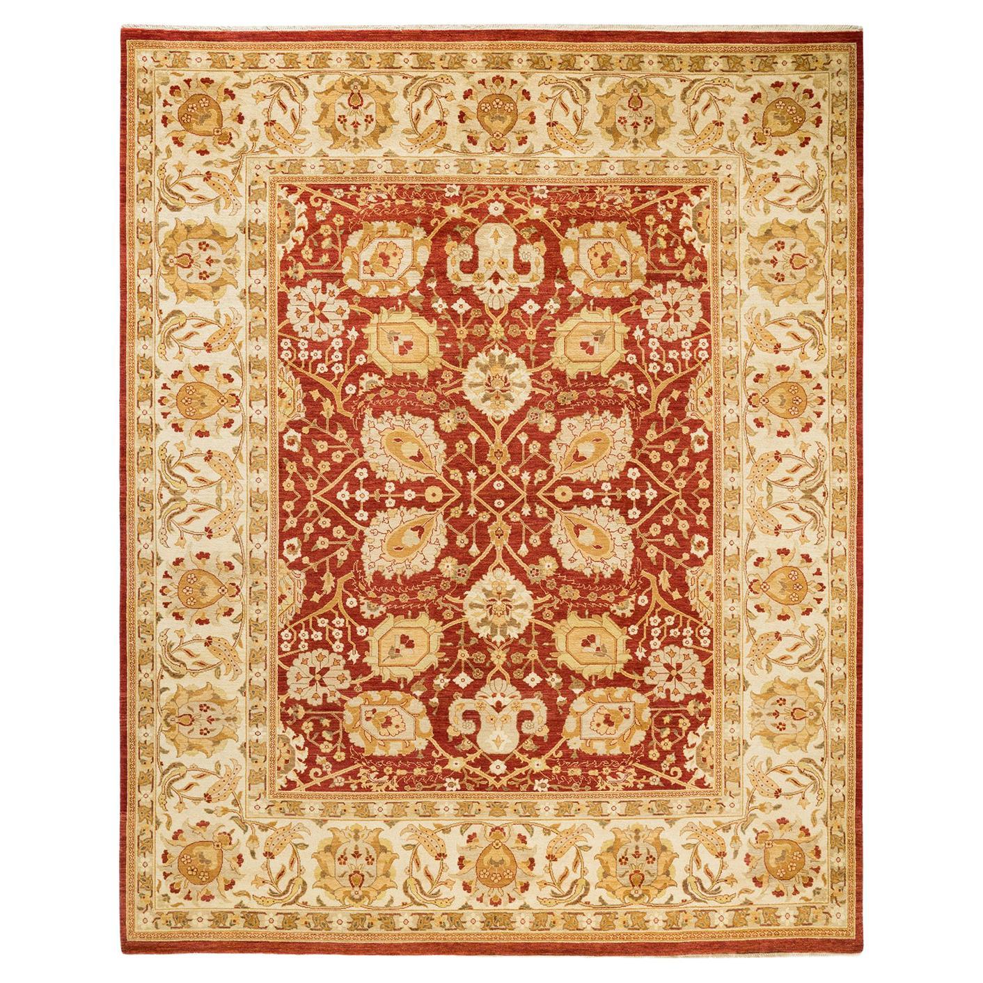 One-of-a-Kind Hand Made Contemporary Eclectic Red Area Rug