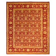 One-Of-A-Kind Hand Made Contemporary Eclectic Red Area Rug