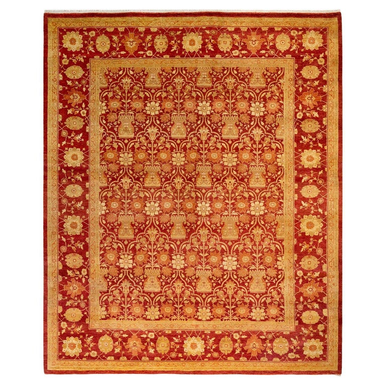 Eclectic Rug Red One-Of-A-Kind Hand Made Contemporary Eclectic Red Area Rug For Sale at ...