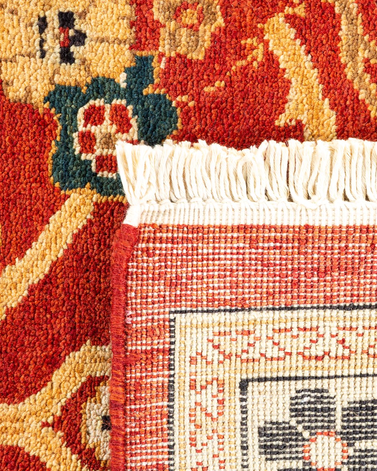 Hand-Knotted One-of-a-kind Hand Made Contemporary Eclectic Red Area Rug For Sale