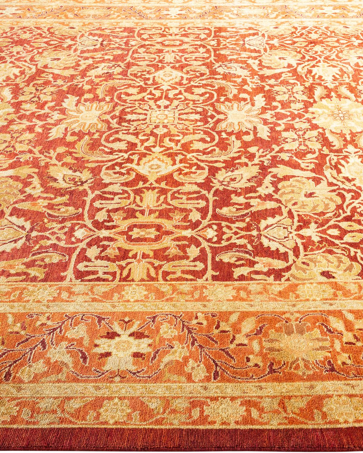 One-Of-A-Kind Hand Made Contemporary Eclectic Red Area Rug In New Condition For Sale In Norwalk, CT