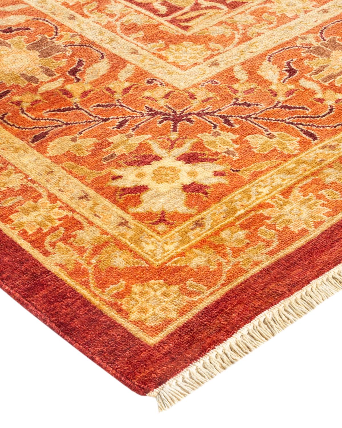 Handgefertigter, zeitgenössischer, eklektischer roter Teppich, Unikat (Wolle) im Angebot