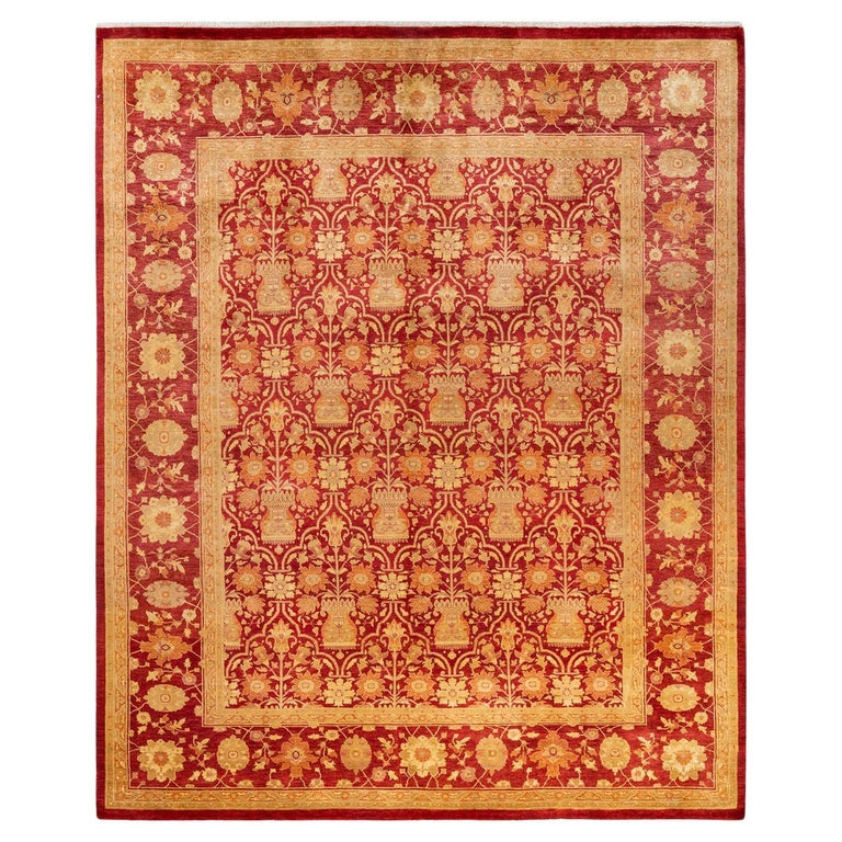 Eclectic Rug Red One-Of-A-Kind Hand Made Contemporary Eclectic Red Area Rug For Sale at ...