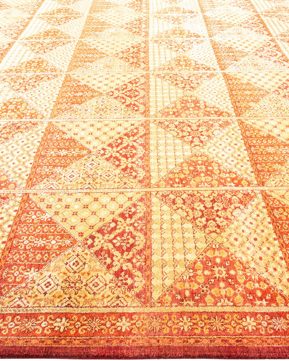 Alfombra única Hand Made Contemporánea Ecléctica Roja en Nuevo estado para la venta en Norwalk, CT