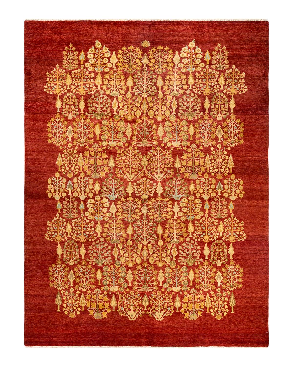 Other One-Of-A-Kind Hand Made Contemporary Eclectic Red Area Rug For Sale
