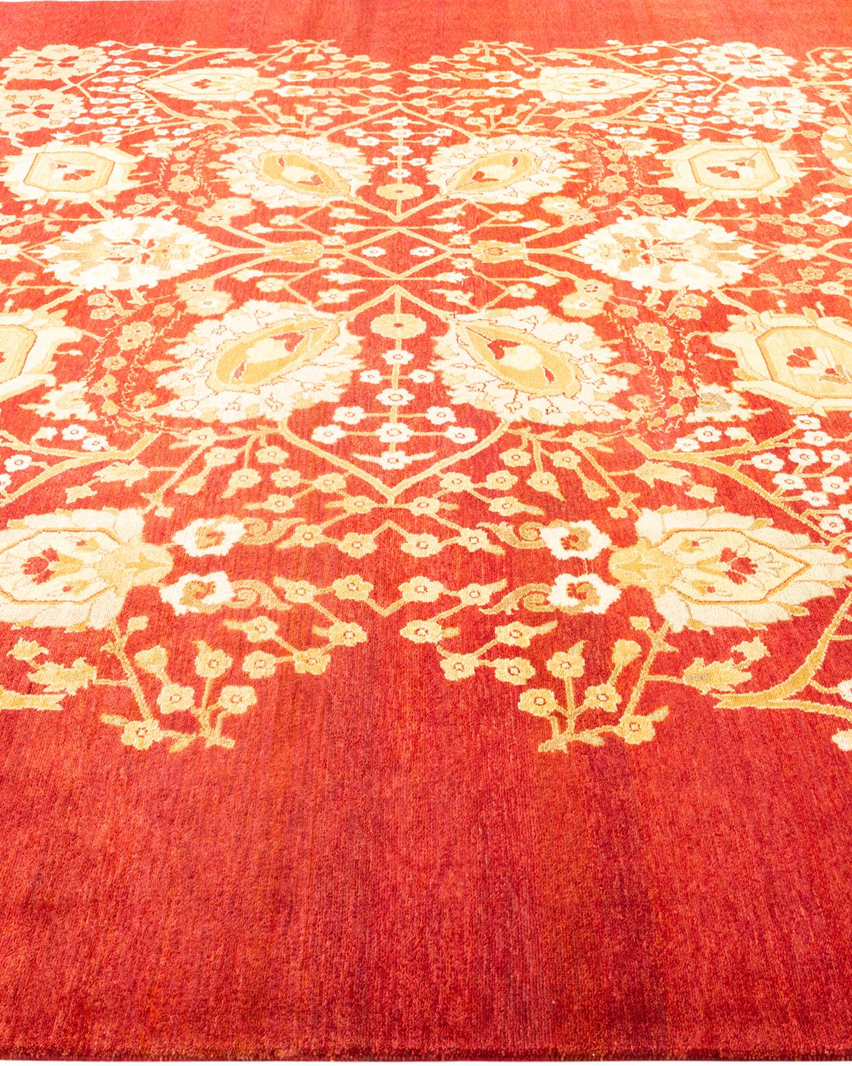 One-of-a-Kind Hand Made Contemporary Eclectic Red Area Rug In New Condition For Sale In Norwalk, CT