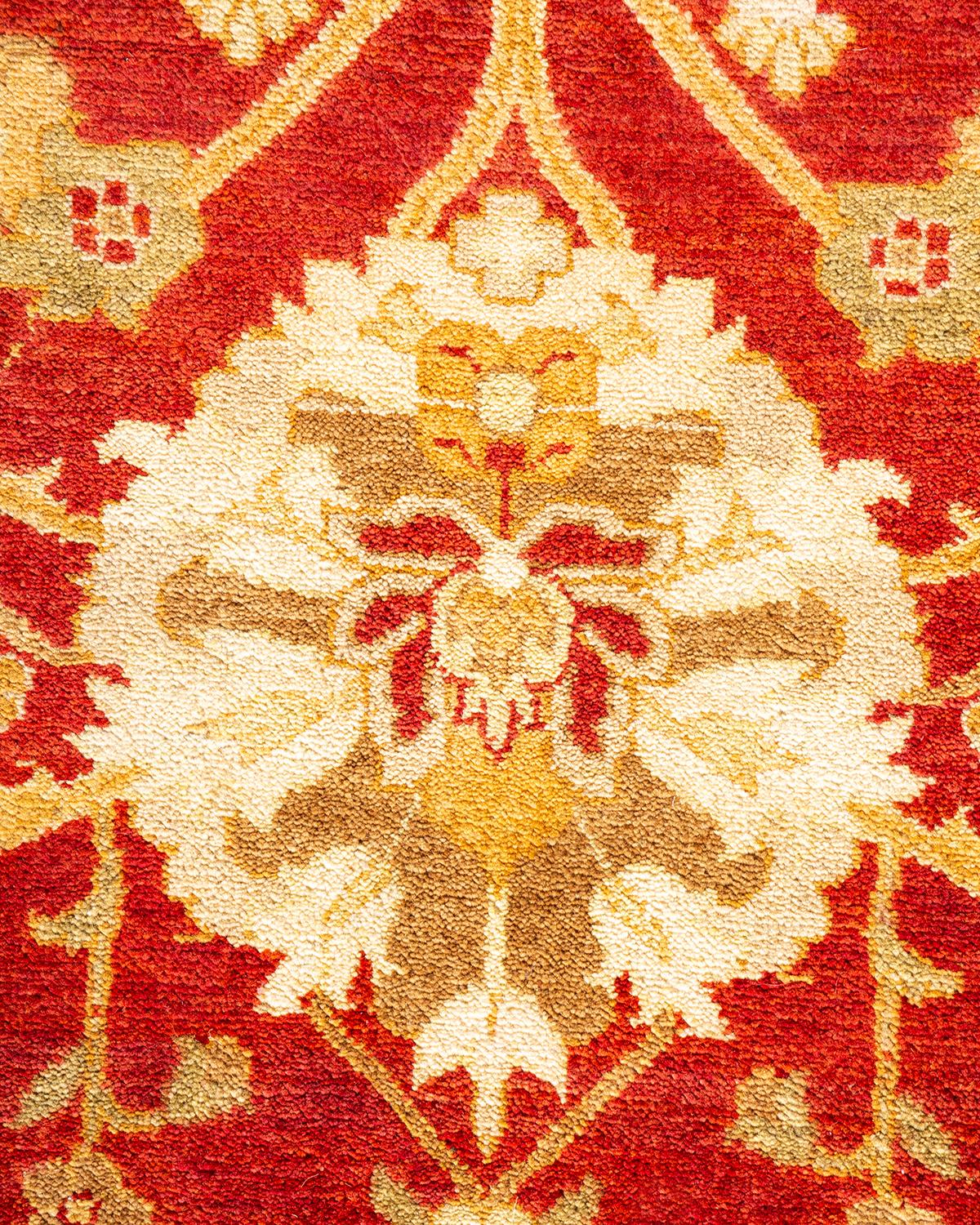 Wool One-of-a-Kind Hand Made Contemporary Eclectic Red Area Rug For Sale