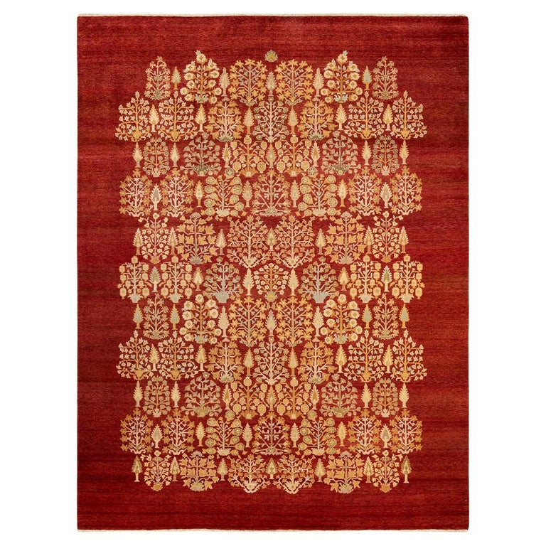 Eclectic Rug Red One-Of-A-Kind Hand Made Contemporary Eclectic Red Area Rug For Sale at ...