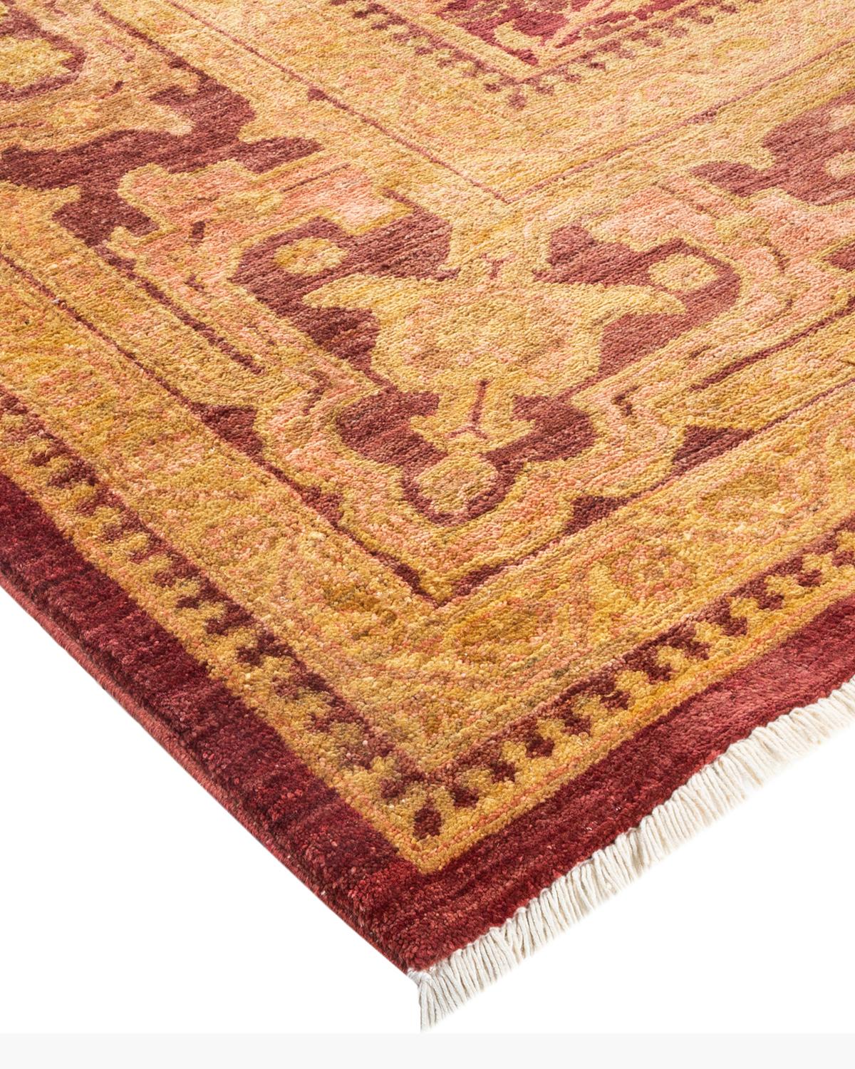 Handgefertigter, zeitgenössischer, eklektischer roter Teppich, Unikat (Wolle) im Angebot