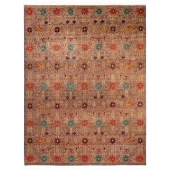 One-of-a-Kind Hand Made Contemporary Eclectic Walnut Area Rug