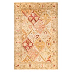 One-of-a-kind Hand Made Contemporary Eclectic Yellow Area Rug