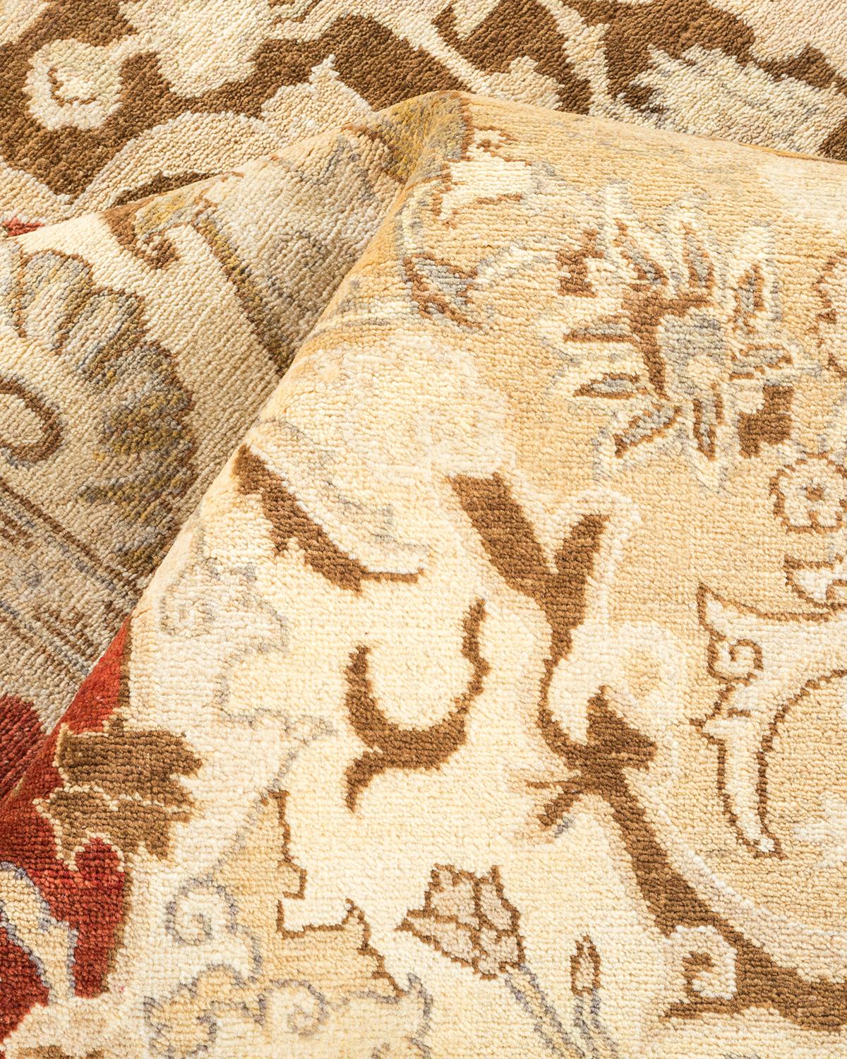 Autre Tapis jaune contemporain éclectique fait à la main unique en son genre en vente
