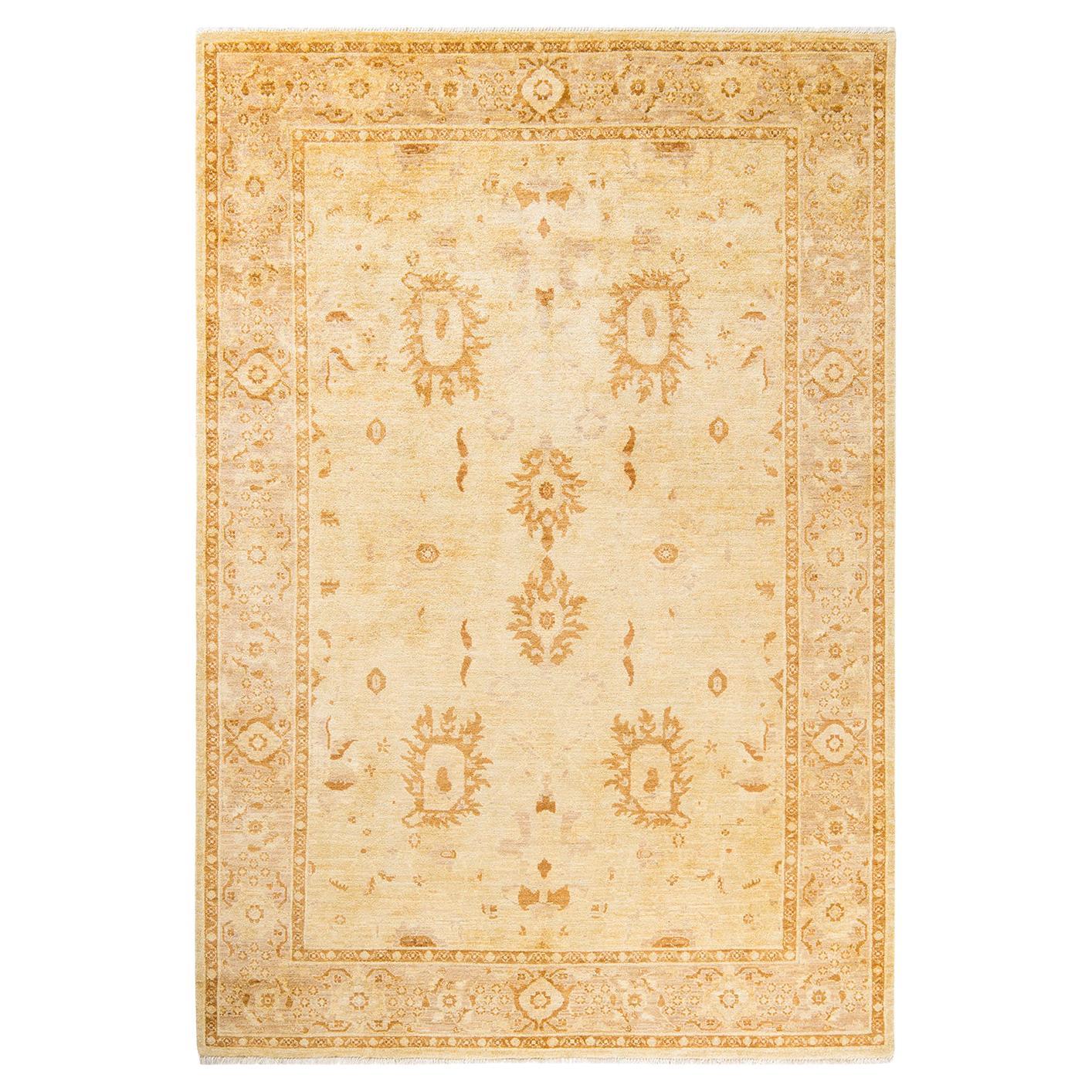 One-of-a-kind Hand Made Contemporary Eclectic Yellow Area Rug