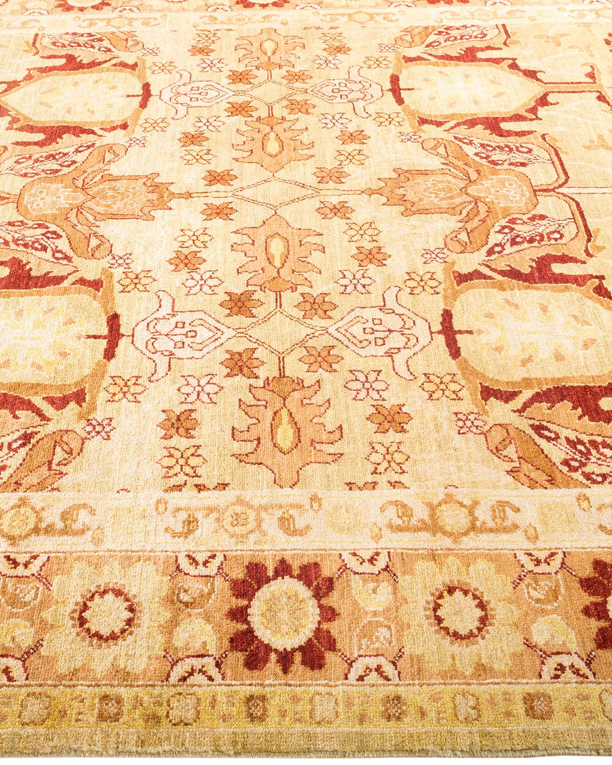 One-Of-A-Kind Hand Made Contemporary Eclectic Yellow Area Rug In New Condition For Sale In Norwalk, CT