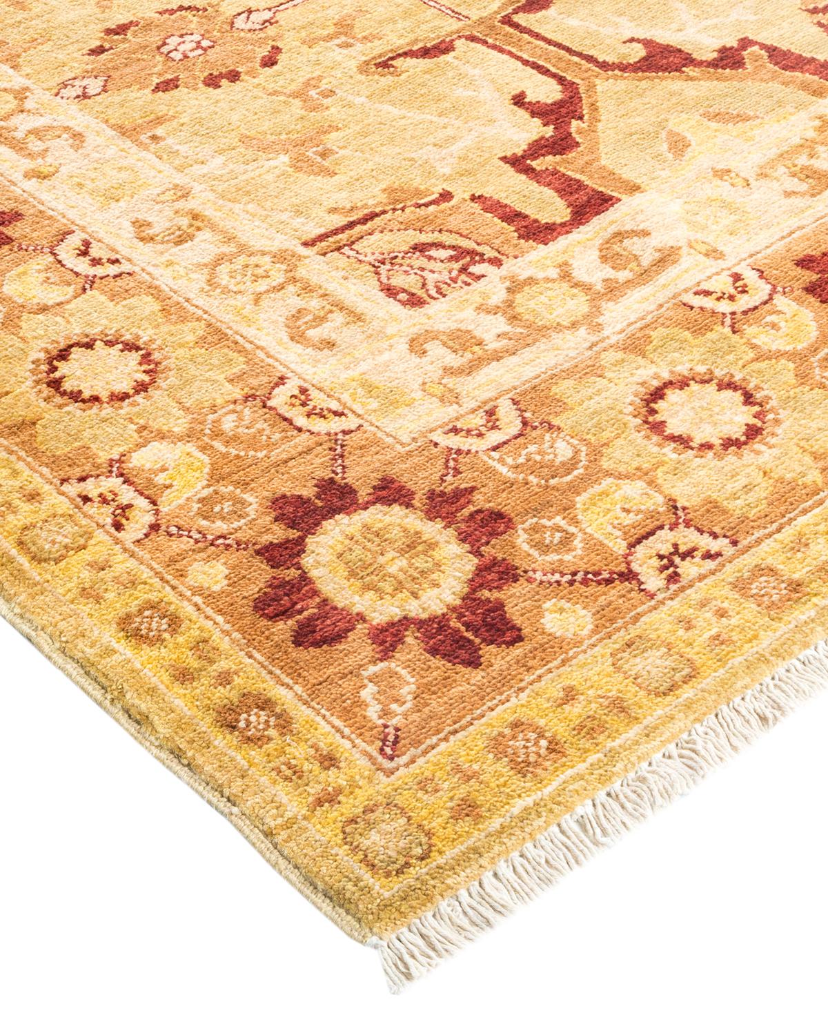 One-Of-A-Kind Hand Made Contemporary Eclectic Yellow Area Rug For Sale 1