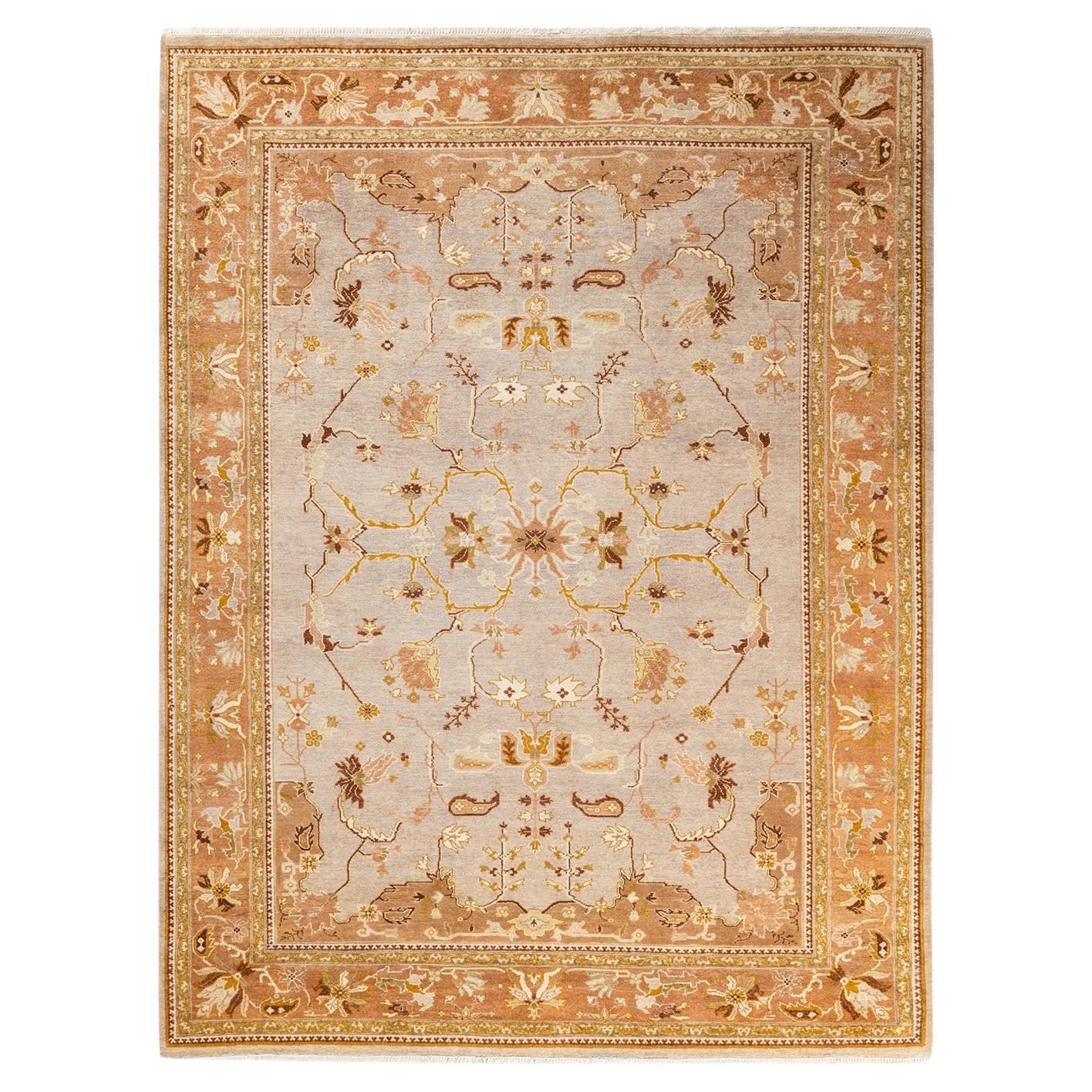 One-of-a-Kind Hand Made Contemporary Eclectic Yellow Area Rug