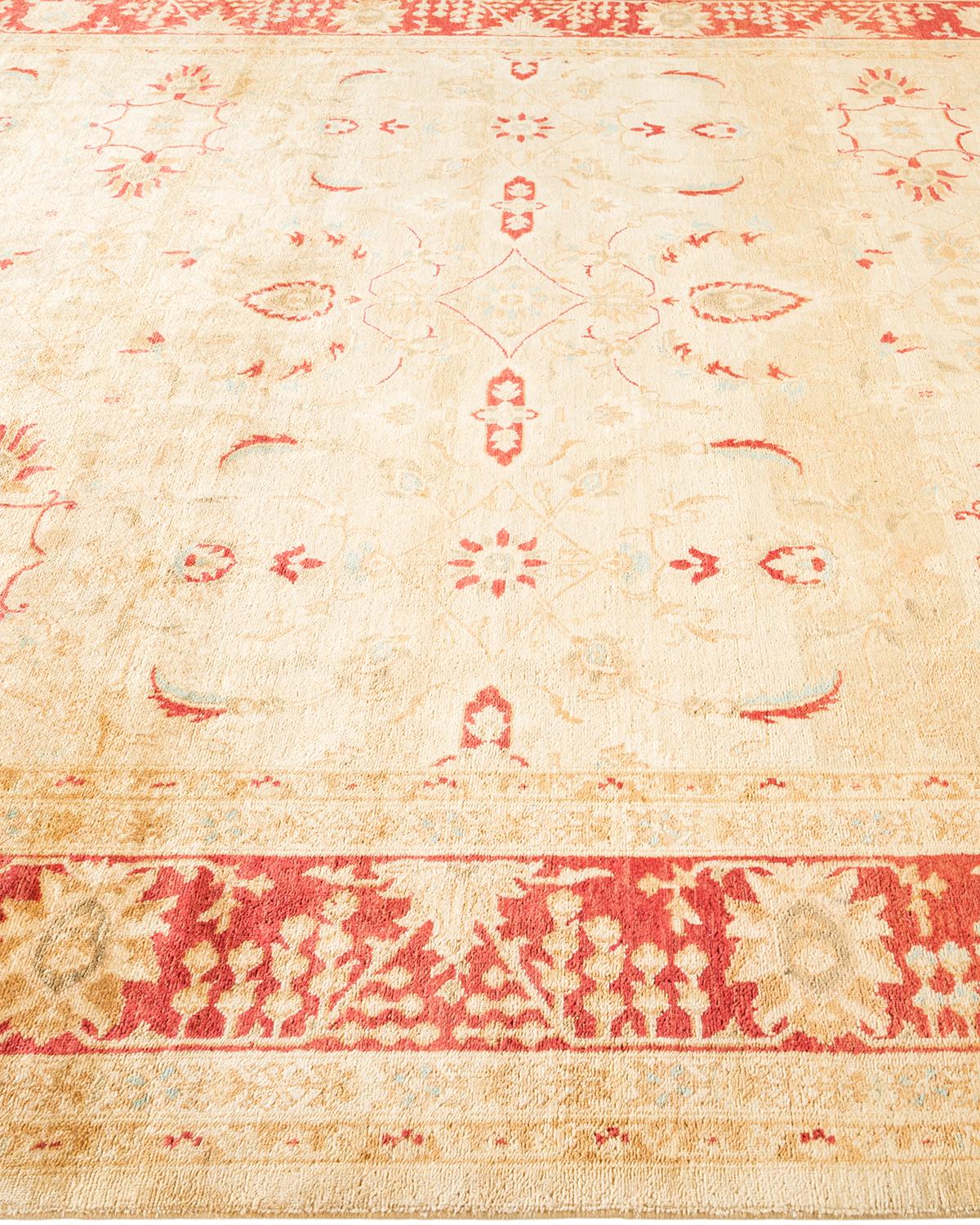Alfombra contemporánea ecléctica amarilla hecha a mano única en su género en Nuevo estado para la venta en Norwalk, CT