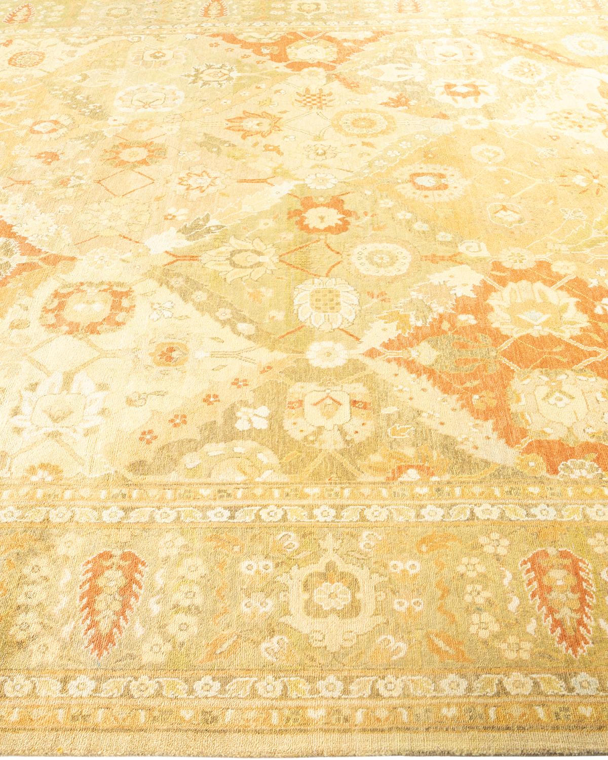 Tapis de sol éclectique contemporain jaune, unique en son genre, fait à la main Neuf - En vente à Norwalk, CT