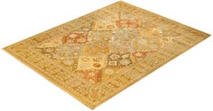One-Of-A-Kind Hand Made Contemporary Eclectic Yellow Area Rug