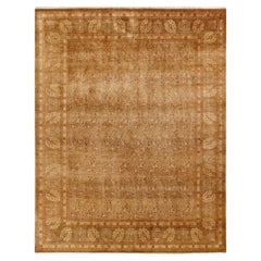 One-Of-A-Kind Hand Made Contemporary Eclectic Yellow Area Rug