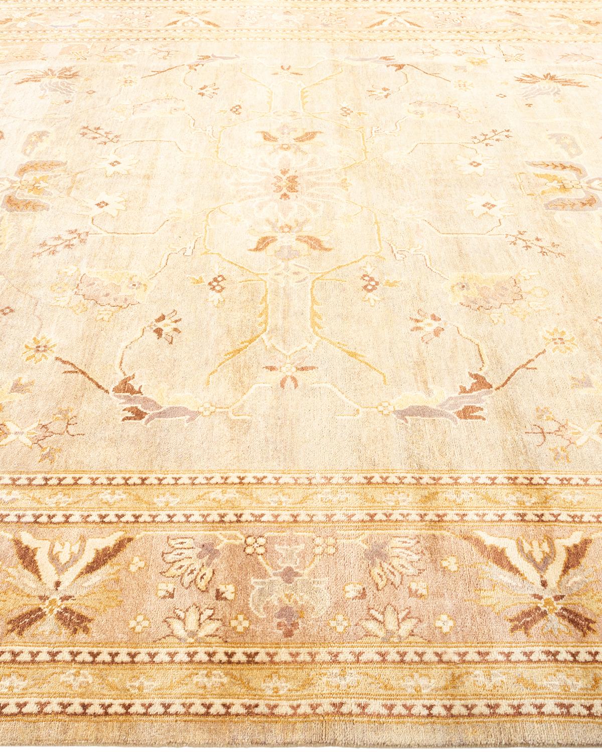 Tapis jaune contemporain éclectique fait à la main, unique en son genre Neuf - En vente à Norwalk, CT