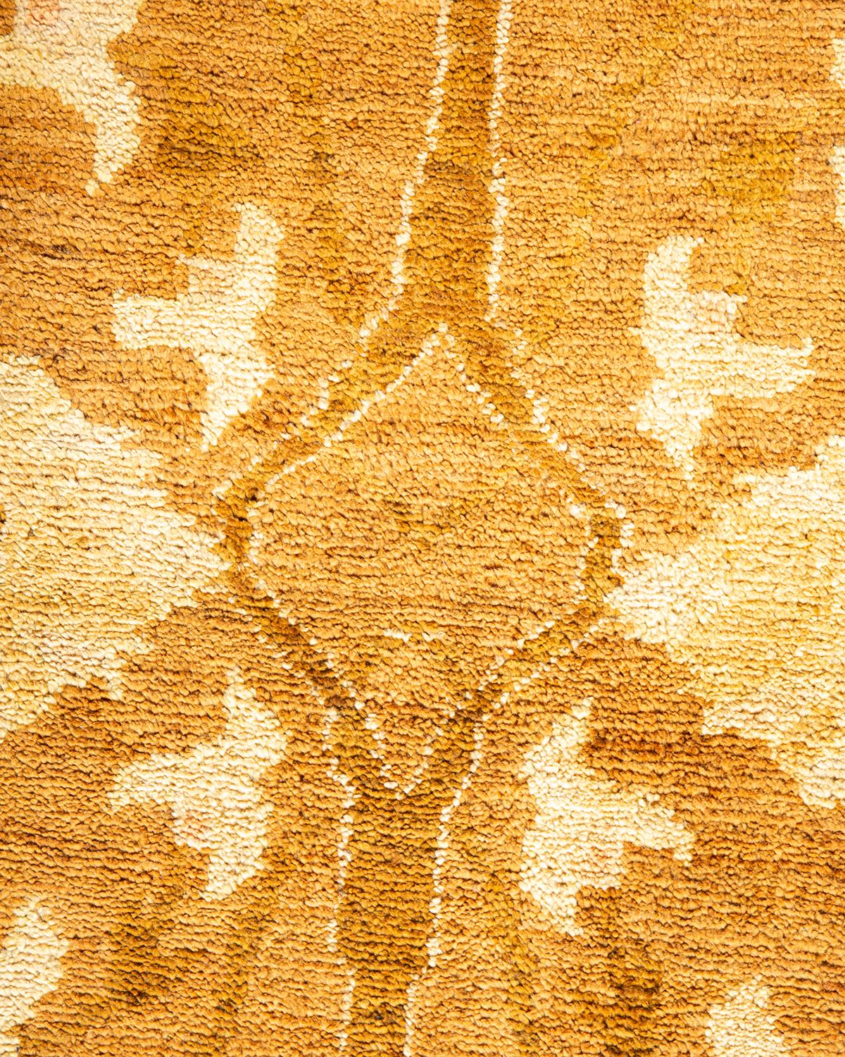 XXIe siècle et contemporain Tapis jaune contemporain éclectique fait à la main, unique en son genre en vente