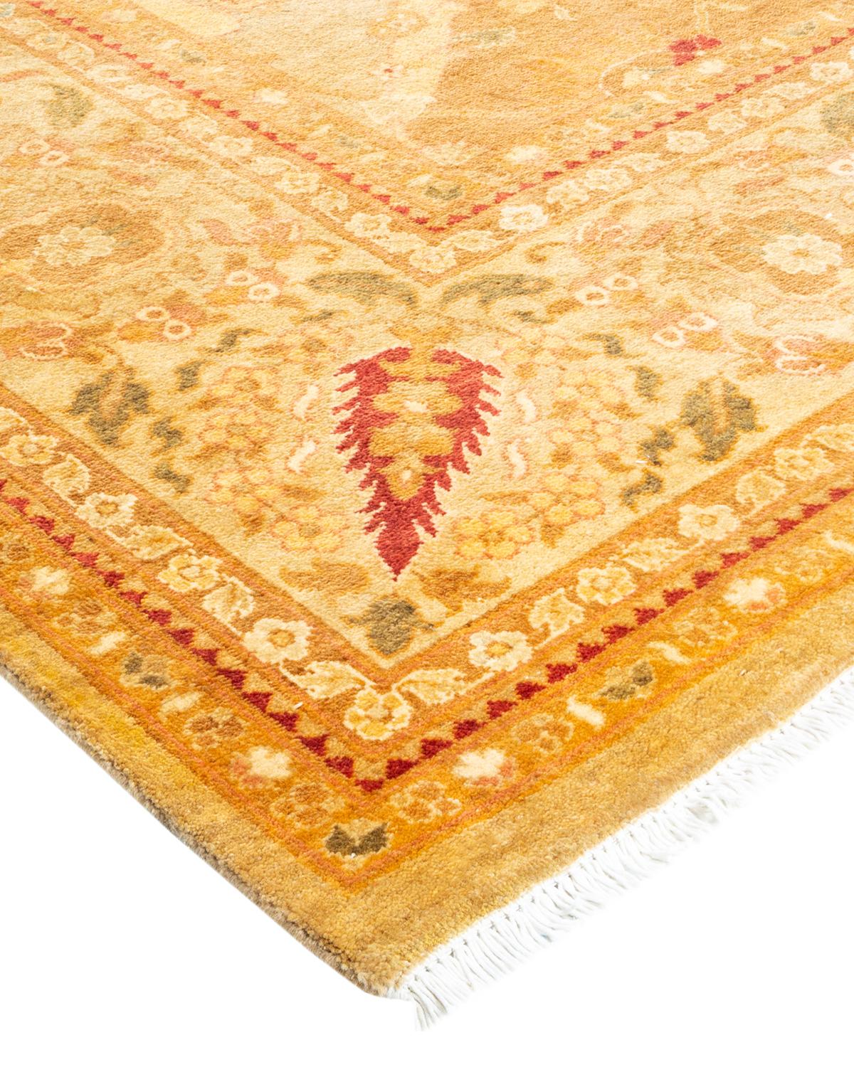 One-Of-A-Kind Hand Made Contemporary Eclectic Yellow Area Rug For Sale 1