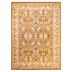 One-Of-A-Kind Hand Made Contemporary Eclectic Yellow Area Rug