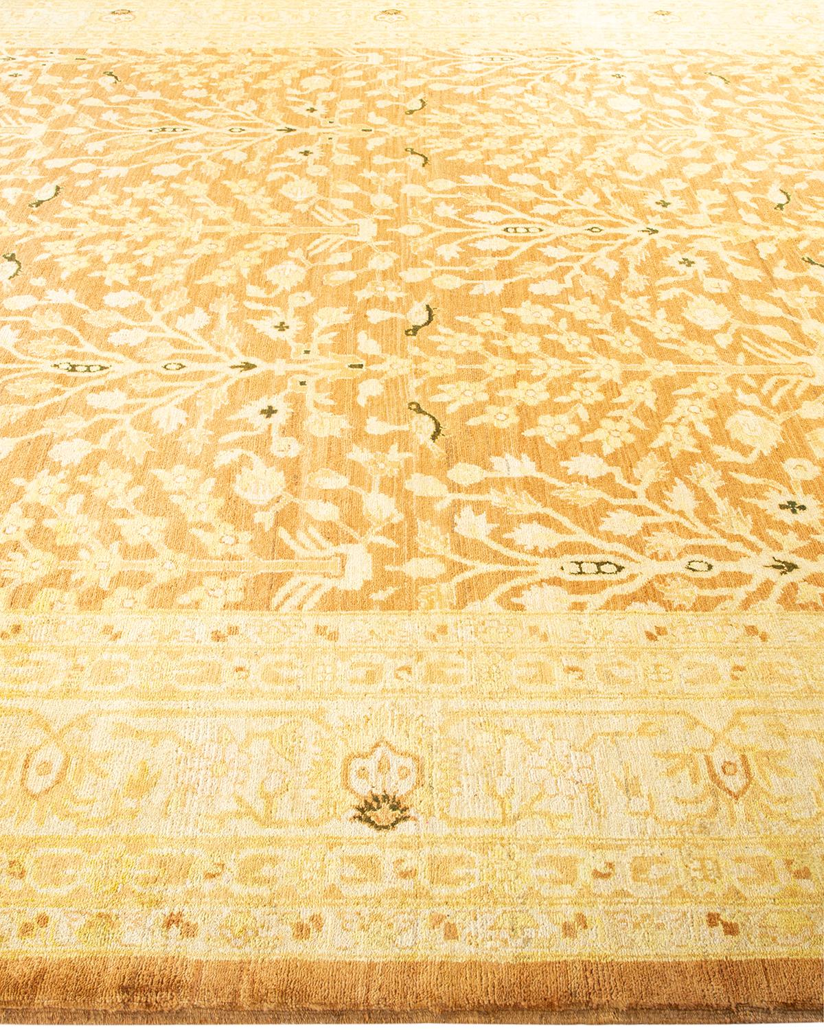 One-Of-A-Kind Hand Made Contemporary Eclectic Yellow Area Rug In New Condition For Sale In Norwalk, CT