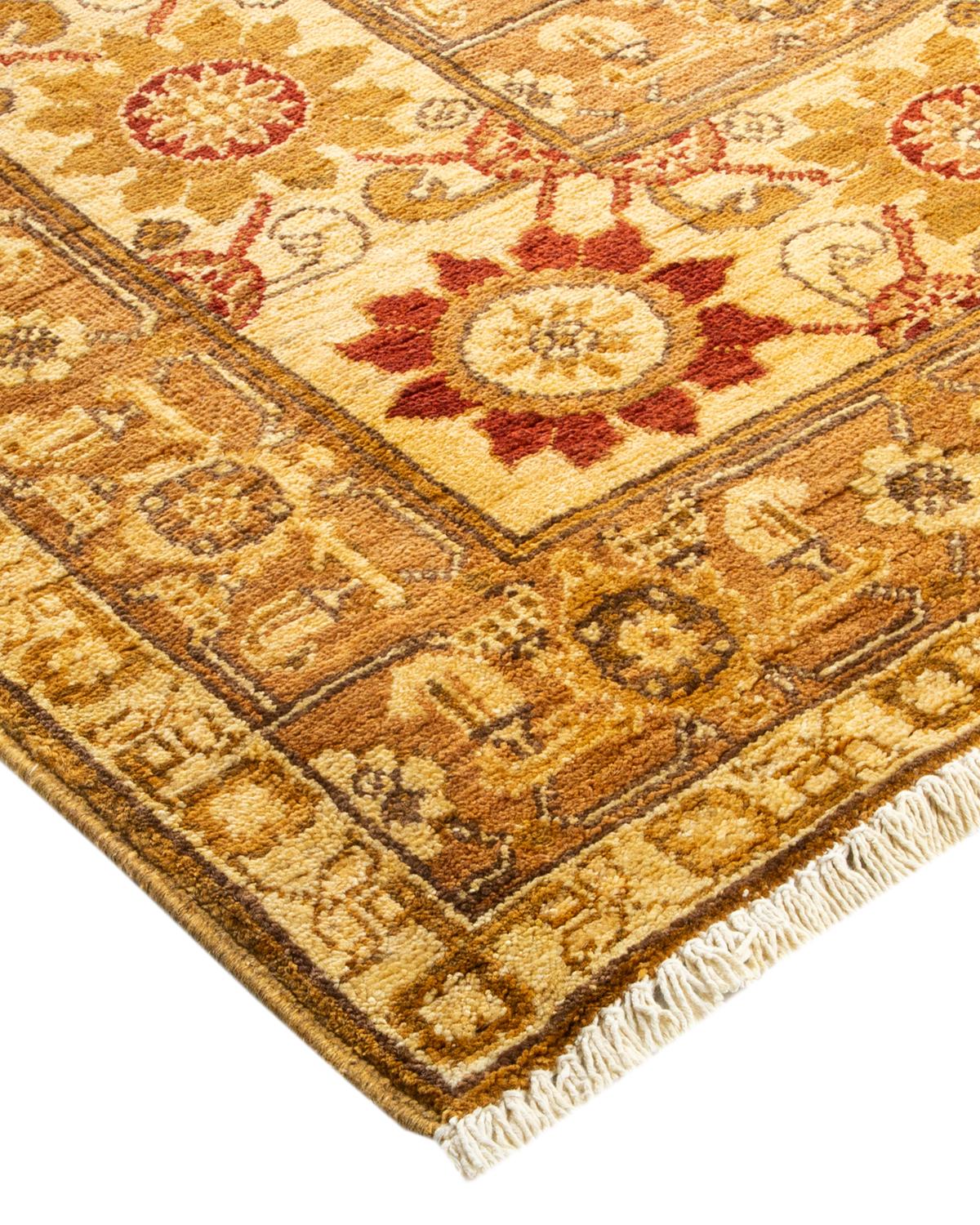 One-Of-A-Kind Hand Made Contemporary Eclectic Yellow Area Rug For Sale 1