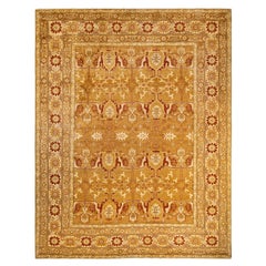 One-Of-A-Kind Hand Made Contemporary Eclectic Yellow Area Rug