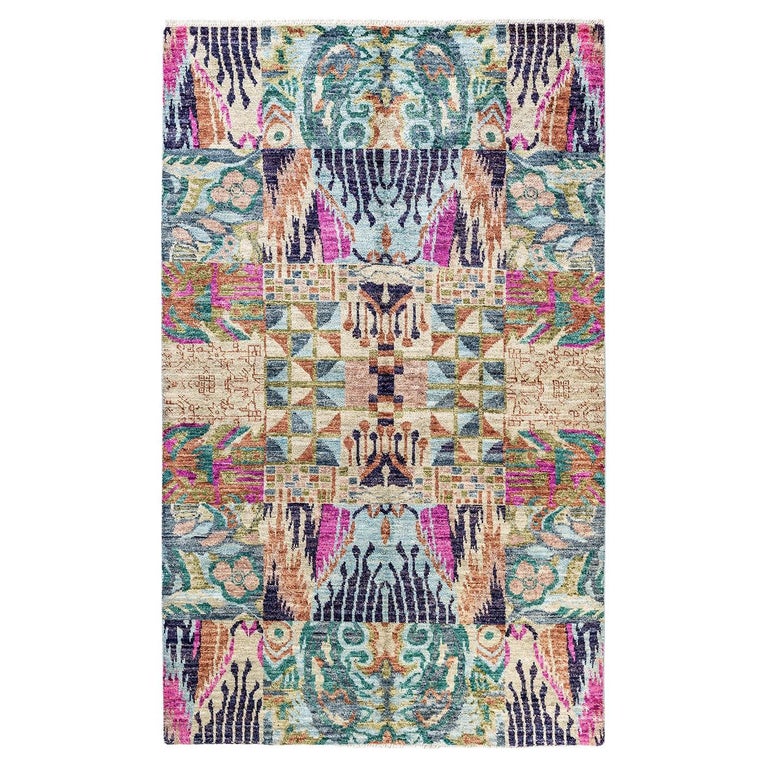 One-of-a-kind Hand Made Contemporary Modern Light Blue Area Rug For ...