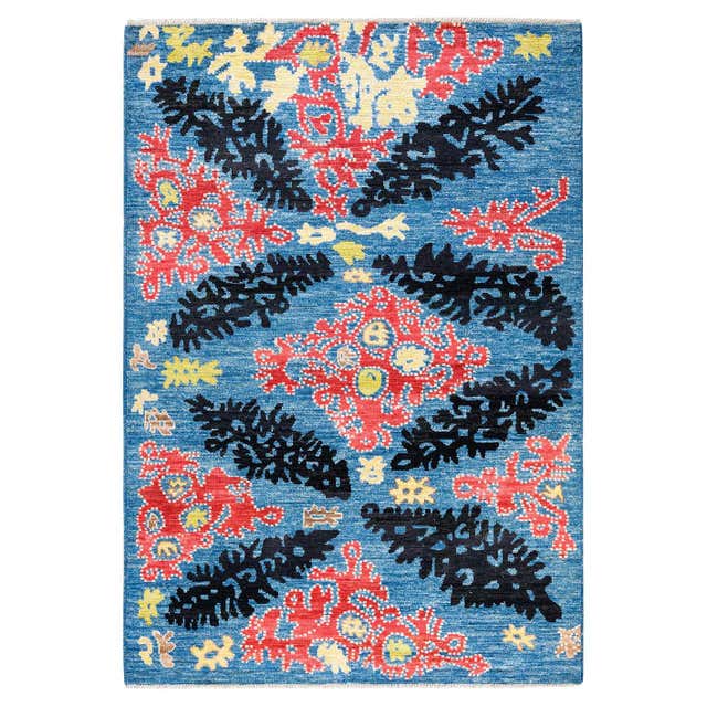 Kinder Modern Blue Moon Large Hexagon Area Rug For Sale at 1stDibs
