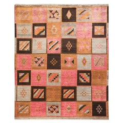 One-of-a-kind Hand Made Contemporary Modern Pink Area Rug One-of-a-kind Hand Made Contemporary Modern Pink Area Rug