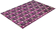 One-of-a-Kind Hand Made Contemporary Modern Purple Area Rug
