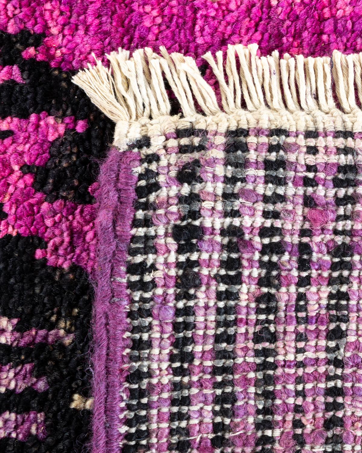 Hand-Knotted One-of-a-Kind Hand Made Contemporary Modern Purple Area Rug For Sale
