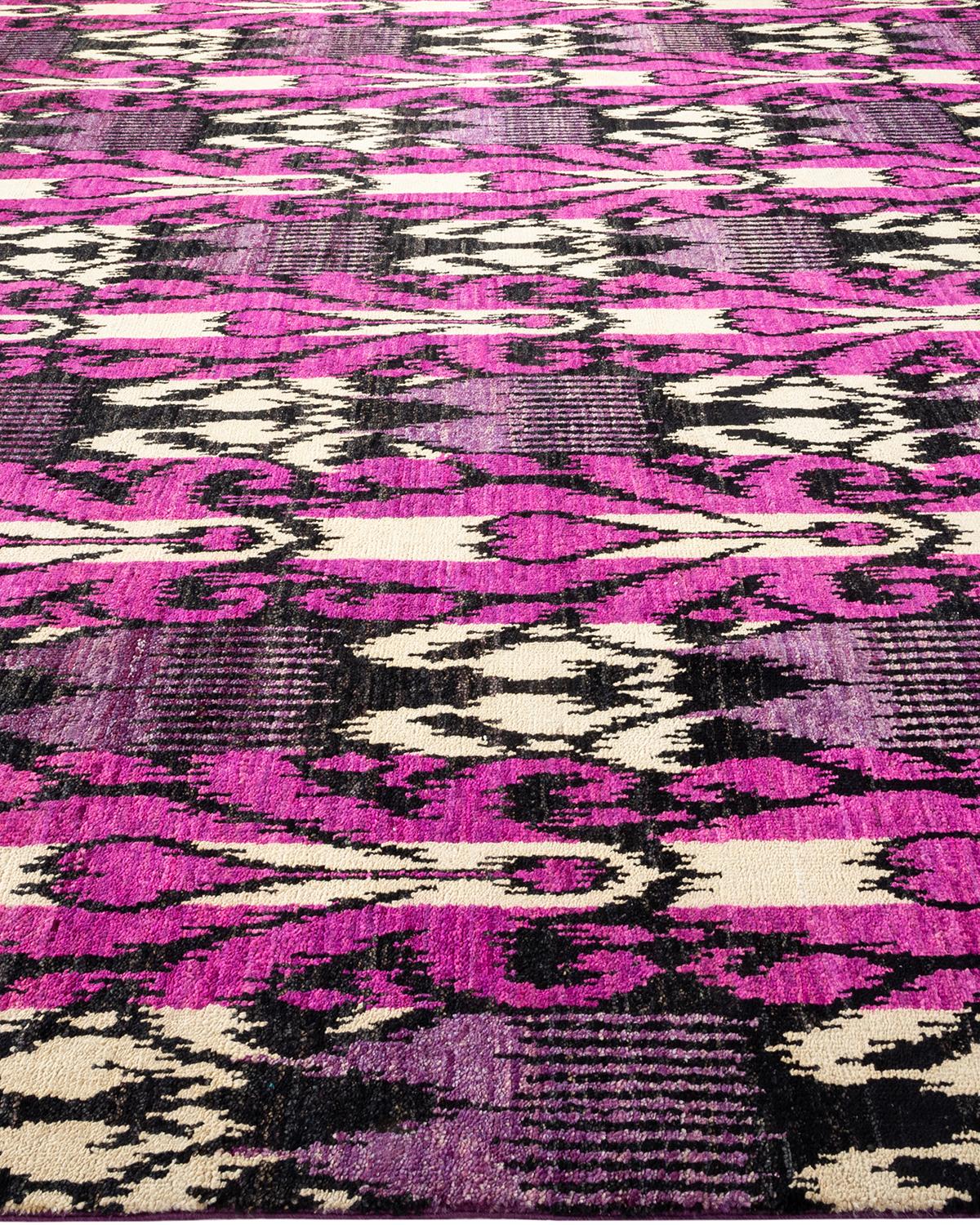 One-of-a-Kind Hand Made Contemporary Modern Purple Area Rug In New Condition For Sale In Norwalk, CT