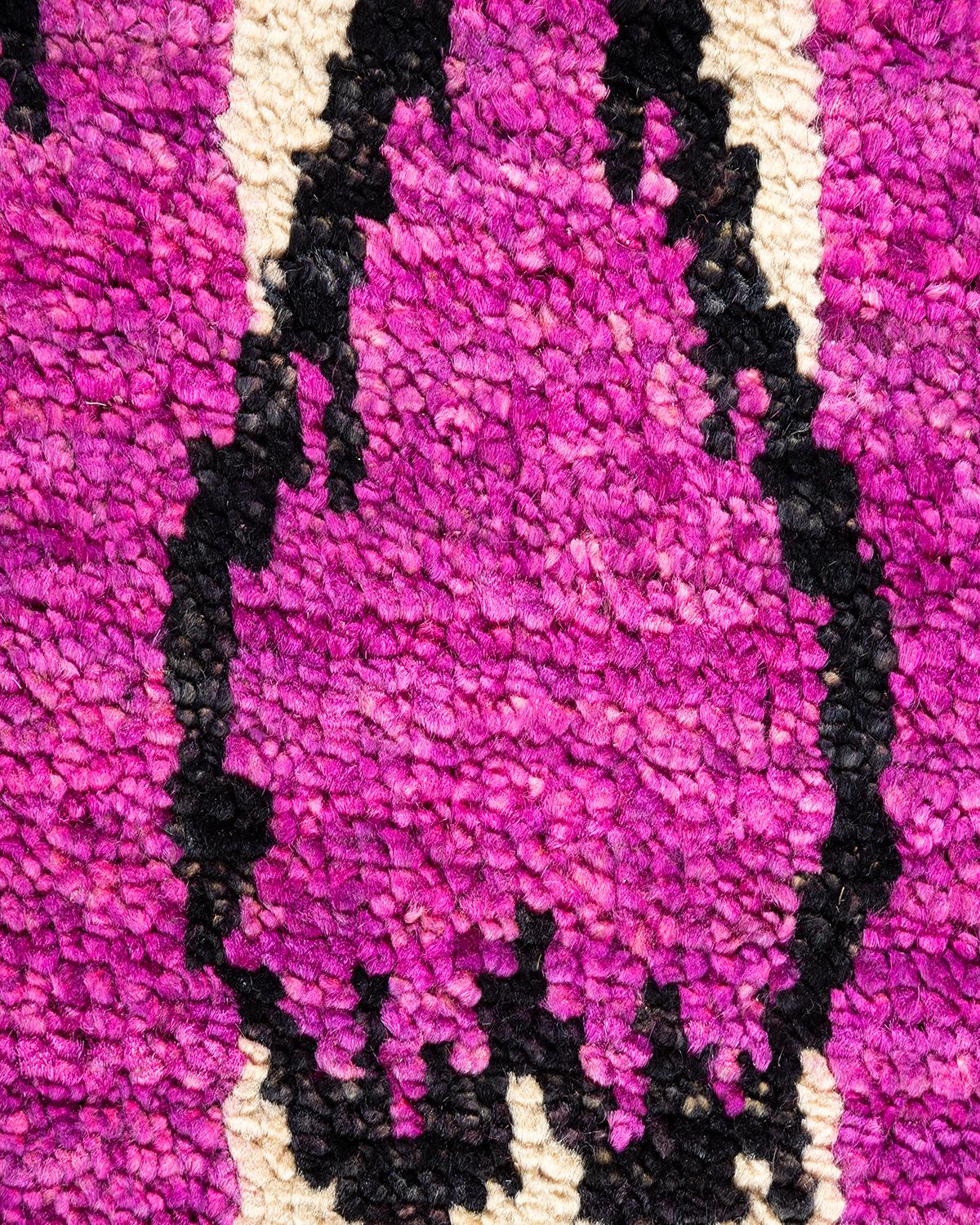 Wool One-of-a-Kind Hand Made Contemporary Modern Purple Area Rug For Sale