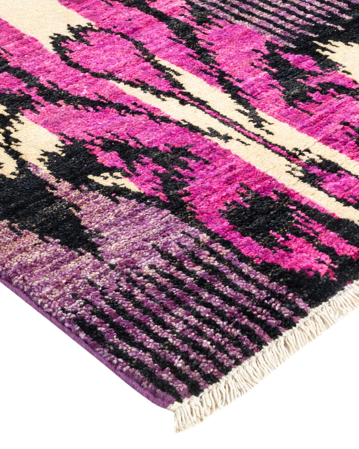 One-of-a-Kind Hand Made Contemporary Modern Purple Area Rug For Sale 1