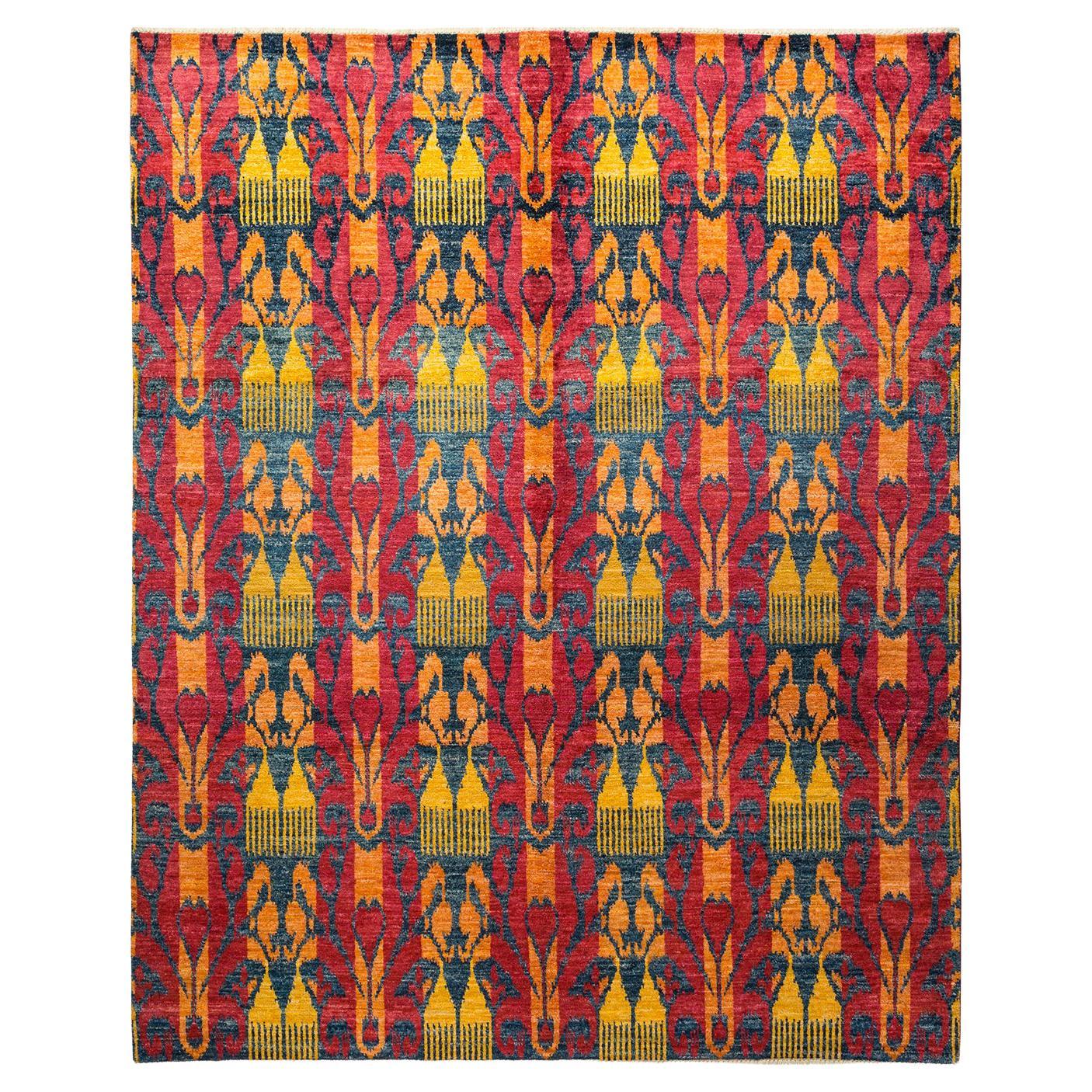 Alfombra moderna contemporánea roja única hecha a mano en venta