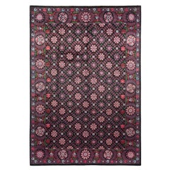One-Of-A-Kind Hand Made Contemporary Suzani Black Area Rug One-Of-A-Kind Hand Made Contemporary Suzani Black Area Rug
