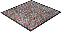 One-Of-A-Kind Hand Made Contemporary Suzani Black Area Rug
