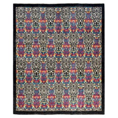 One-Of-A-Kind Hand Made Contemporary Suzani Black Area Rug