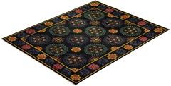 One-of-a-kind Hand Made Contemporary Suzani Black Area Rug